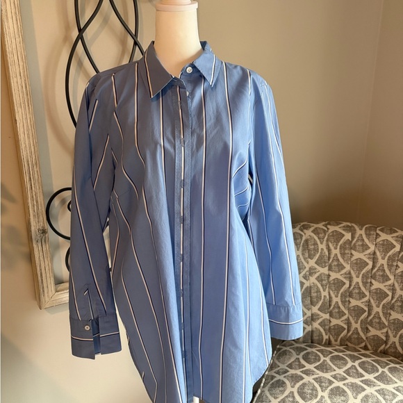 Talbots Tops - Talbots Blue and White Striped button down shirt